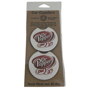 Car Coasters Diet Dr Pepper Soda Pop Beverage Set of 2 Neoprene Absorbent